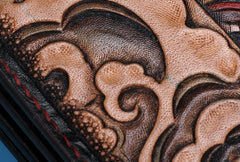 Handmade Leather Chinese Lion Mens Chain Biker Wallet Cool Leather Wallet With Chain Wallets for Men - imessengerbags
