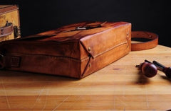 Handmade Vintage Brown Leather Mens Messenger Bag Shoulder Bag for Men - imessengerbags