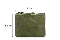 Leather Mens Zipper Front Pocket Wallet Small Wallet Card Wallet Change Wallet for Men