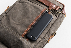 Canvas Leather Mens Cool Chest Bag Sling Bag Crossbody Bag Travel Bag Hiking Bag for men - imessengerbags