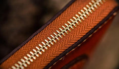 Handmade Leather Small Tibetan Tooled Mens billfold Wallet Cool Chain Wallet Biker Wallet for Men