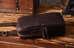 Handmade Leather Mens Cool Chest Bag Sling Bag Crossbody Bag Travel Bag Hiking Bag for men