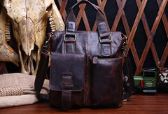 Vintage Coffee Leather Mens Briefcase Laptop Bag Business Bags Work Bag for Men - imessengerbags