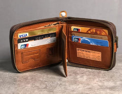 Genuine Leather Mens Cool billfold Leather Wallet Men Small Wallets Bifold for Men - imessengerbags