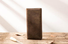 Vintage Slim long Wallets Leather Mens Tan Wallet Long Wallet for Men - imessengerbags