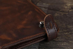 Handmade Leather Mens Cool Long Leather Wallet Bifold Clutch Wallet for Men - imessengerbags