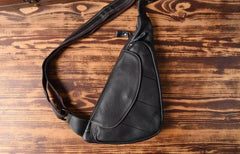 Genuine Leather Mens Cool Chest Bag Sling Bag Crossbody Bag Travel Bag Hiking Bag for men - imessengerbags