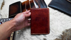 Handmade Leather Mens Small Passport Wallets Travel Wallets for Men - imessengerbags