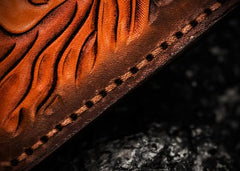 Handmade Leather Indian Chief Tooled Mens billfold Wallet Cool Leather Wallet Slim Wallet for Men - imessengerbags