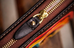 Handmade Leather Men Tooled Monkey King Cool Leather Wallet Long Phone Clutch Wallets for Men - imessengerbags