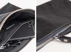 Genuine Leather Mens Cool Long Leather ipad bag Wrist Bifold Clutch Wallet for Men