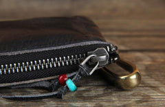 Handamde Genuine Leather Mens Cool Key Wallet Card Slim Wallet Key Holder Car Key Case for Men - imessengerbags