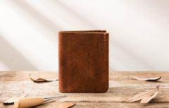 Handmade Leather Mens Small Wallets Bifold Vintage Slim billfold Wallet for Men - imessengerbags