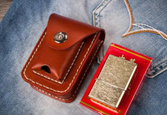 Handmade Leather Mens Leather Cigarette Case Cigarette Box Lighter Pocket Tobacco Pouch