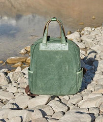 Canvas Green Mens Cool Backpack Canvas Travel Bag Canvas Handbag for Men