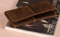 Vintage Leather Long Wallets for men Trifold Men Long Wallet - imessengerbags