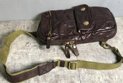 Genuine Leather Mens Cool Chest Bag Sling Bag Crossbody Bag Travel Bag Hiking Bag for men - imessengerbags