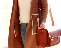 Handmade Vintage Coffee Leather Mens Camera Shoulder Bags Camera Messenger Bag for Men - imessengerbags