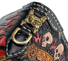 Handmade Leather Mahākāla Mens Chain Biker Wallet Cool Leather Wallet With Chain Wallets for Men