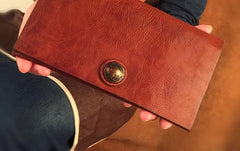 HandmadeLeather Mens Cool Long Leather Wallet Slim Travel Passport Wallet Clutch Wallet for Men - imessengerbags
