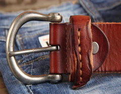 Genuine Leather Punk Rock Biker Trucker Mens Belt Men Black Coffee Belt for Men - imessengerbags
