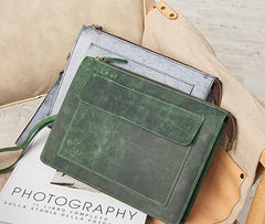 Cool Leather Large Mens Wristlet Bag Vintage Clutch Zipper Bag for Men