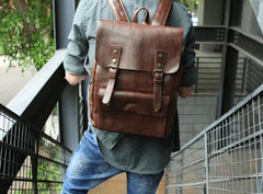 Cool Leather Mens Backpacks Travel Backpack Vintage Laptop Backpack for men