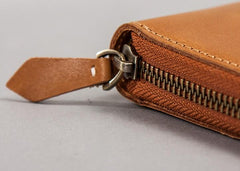 Vintage Leather Mens Small Wallet Zipper Small Wallet for Men - imessengerbags