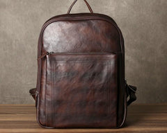 Genuine Leather Mens Cool Backpack Sling Bag Large Black Travel Bag Hiking Bag for men - imessengerbags