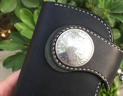 Handmade Leather Biker Wallet Mens Cool Chain Wallet Trucker Wallet with Chain - imessengerbags