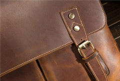 Cool Leather Mens Briefcase Business Briefcase Vintage Shoulder Bag HandBags for men