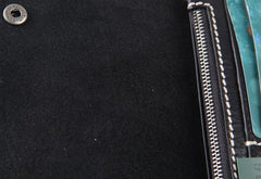 Handmade Genuine Leather Mens Cool Long Leather Wallet Bifold Clutch Wallet for Men - imessengerbags