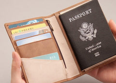 Vintage Leather Men Small Slim Travel Wallet Passport Wallet for Men - imessengerbags