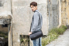 Cool Leather Mens Barrel Shoulder Bags Messenger Bags for Men