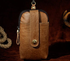 Mens Small Leather Holster Belt Case Belt Pouch Cell Phone Waist Pouch for Men - imessengerbags