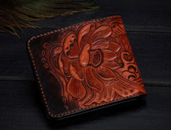 Handmade Leather Carp Tooled Mens billfold Wallet Cool Leather Wallet Slim Wallet for Men - imessengerbags