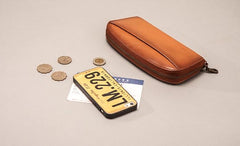 Vintage Leather Long Wallets for Men Zipper Long Wallet - imessengerbags