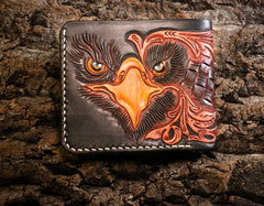 Handmade Leather Eagle Tooled Mens billfold Wallet Cool Leather Wallet Slim Wallet for Men - imessengerbags