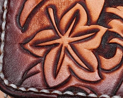 Handmade Leather Mens Clutch Wallet Cool Buddha&Demon Tooled Wallet Long Zipper Wallets for Men - imessengerbags