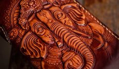 Handmade Leather Tooled Ganesh Mens Chain Biker Wallet Cool Leather Wallet Zipper Long Phone Wallets for Men
