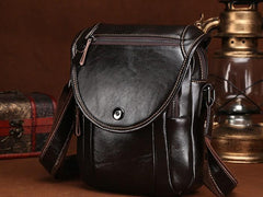 Cool Coffee Small Mens Leather Side Bag Messenger Bag Shoulder Bag for Men
