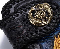Handmade Leather Carp Mens Chain Biker Wallet Cool Leather Wallet With Chain Wallets for Men