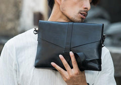 Small Leather Black Mens Cool Messenger Bags Shoulder Bags  for Men