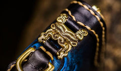 Handmade Leather Men Tooled Carp Cool Leather Wallet Long Phone Wallets for Men - imessengerbags