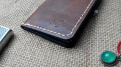 Mens Leather Slim Front Pocket Bifold Small Wallets Card Wallet for Men - imessengerbags