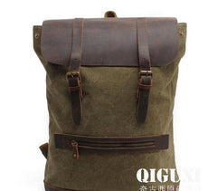 Cool Canvas Leather Mens School Backpack Laptop Backpack Canvas Travel Backpack Canvas for Men - imessengerbags