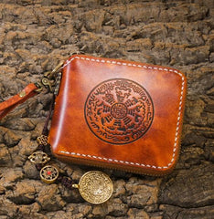 Handmade Leather Mens Chain Biker Wallet Cool Leather Wallet Small Wallets for Men - imessengerbags