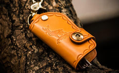 Handmade Leather Tooled Mens Cool Car Key Wallet Car Key Holder Car KeyChain for Men - imessengerbags