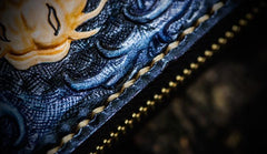 Handmade Leather Men Tooled Carp Cool Leather Wallet Long Phone Wallets for Men - imessengerbags