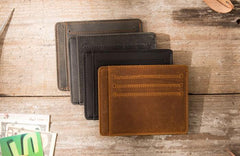 Leather Mens Slim Cards Holder Front Pocket Wallets Card Wallet for Men - imessengerbags